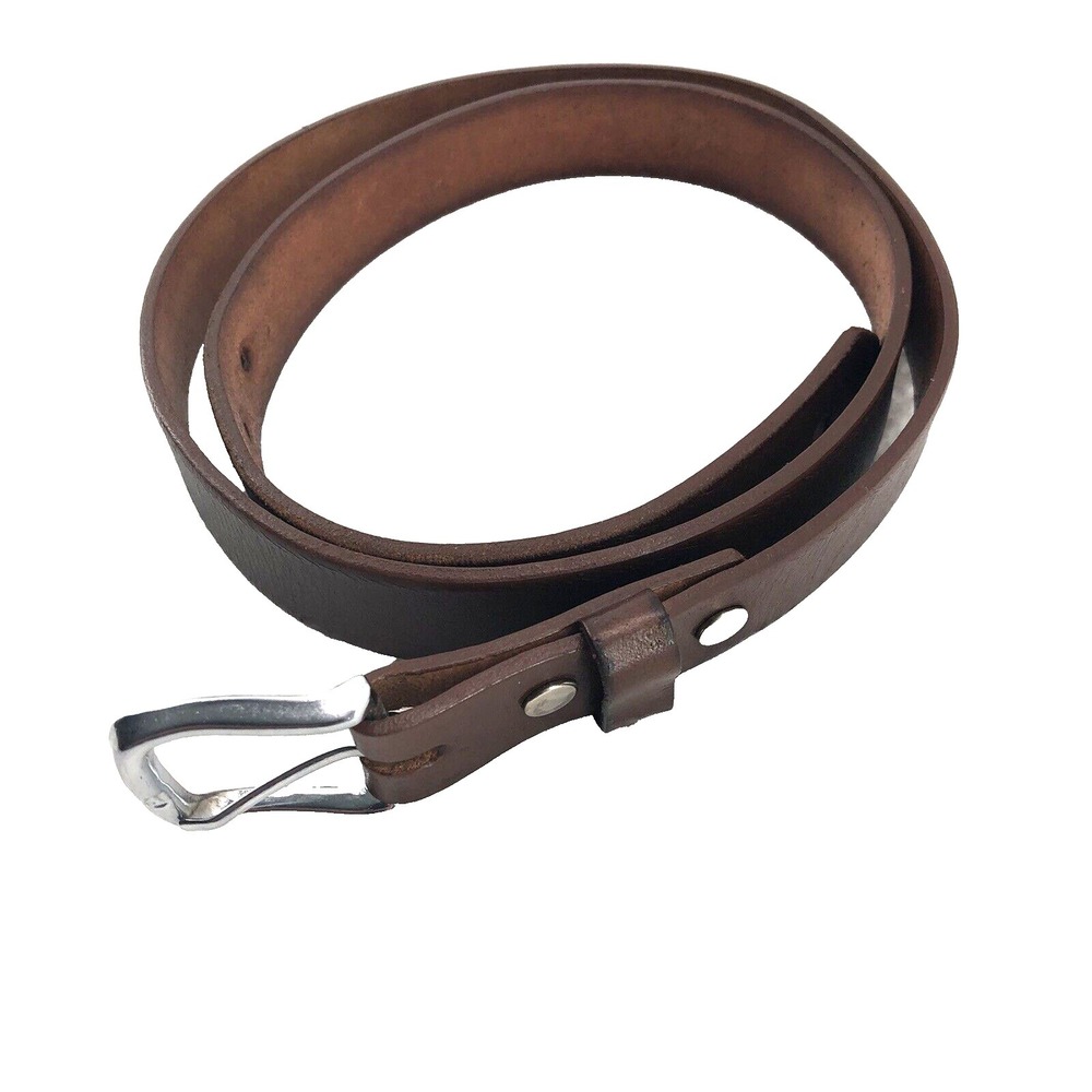 Cindilo Belt Men's 40 Brown Leather Silver‎ Tone Polished buckle